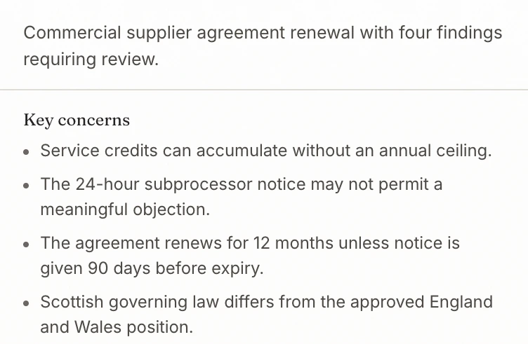 Outlex term sheet review summary highlighting liquidation preference deviations